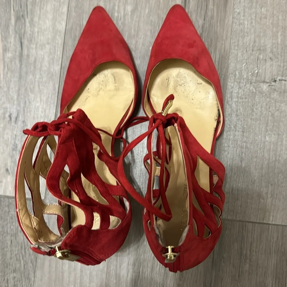 Red Ivanka Trump comfortable suede low heel shoes Size 10 no returns - Picture 5 of 16